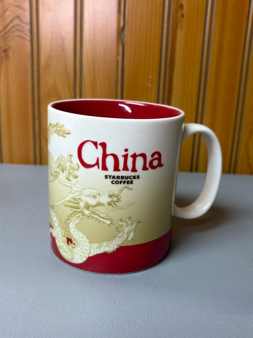 Starbucks Red and Cream China Dragon Coffee Mug
